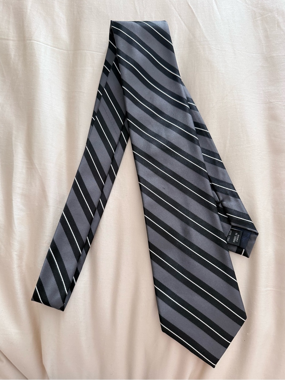Jos. A. Bank silk Black and Gray Diagonal Stripe Tie